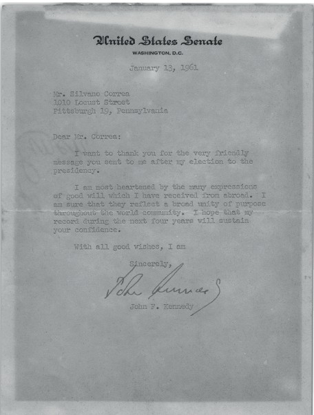 Carta de John F. Kennedy para Silvano Correa